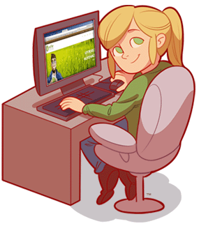 Welcome to our contact page Client sitting at a desk viewing our website